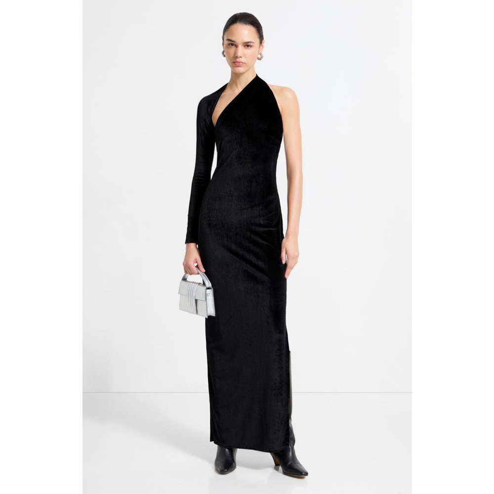 NWT Marcella Manhattan One Shoulder Velvet Slit Gown Open Back XL Evening Formal